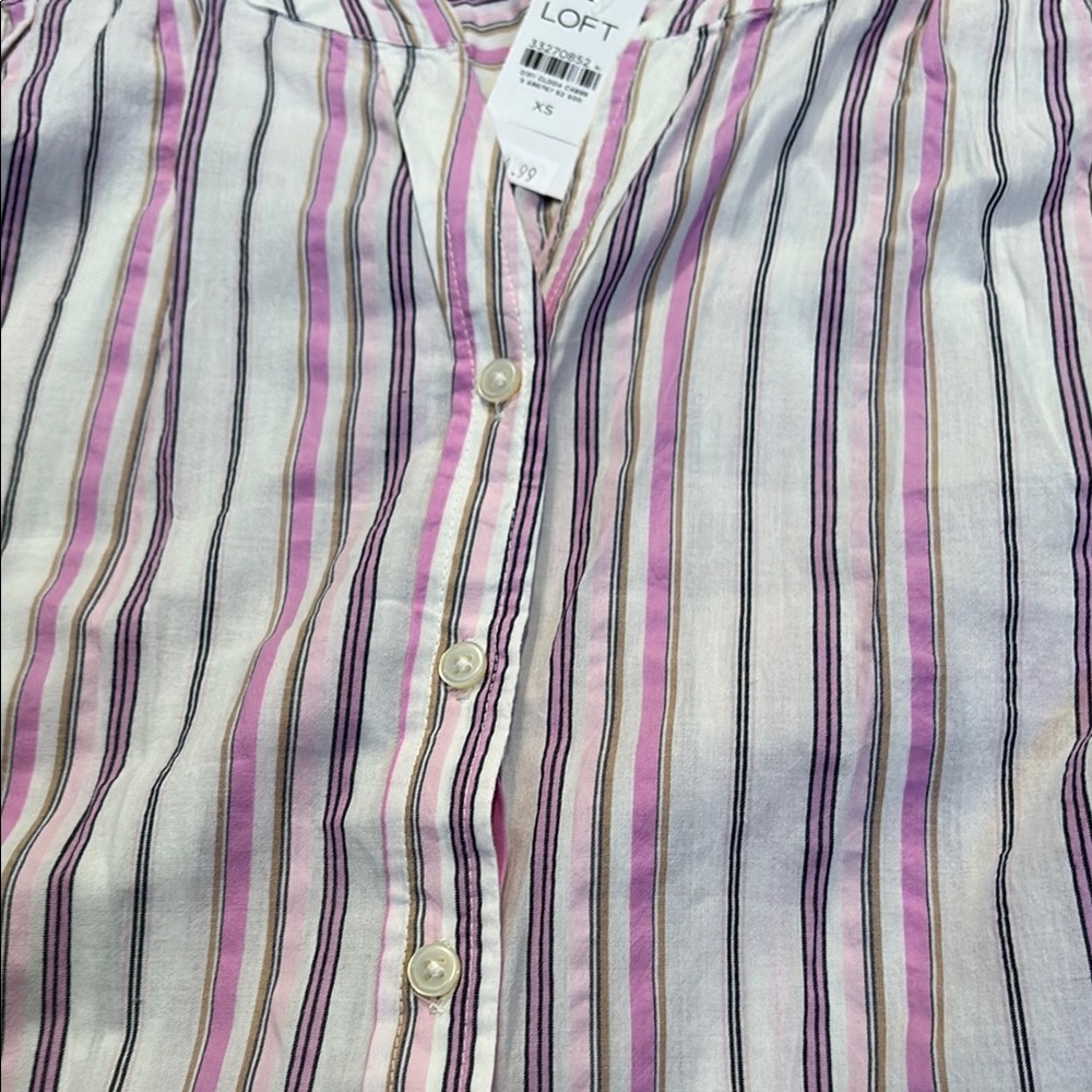 LOFT Multicolor Striped Blouse~ NWT - Picture 2 of 5